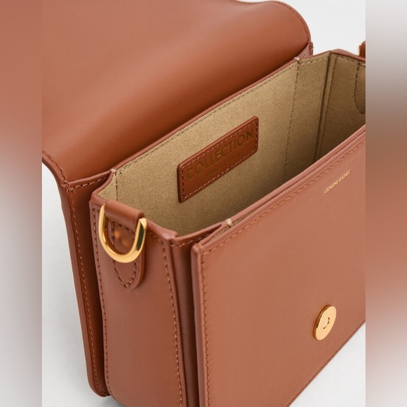 Cognac Gabine Leather Crossbody Bag from Charles and Keith - Picture 4 of 5